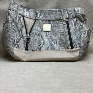 Miche Snake Print Shoulder Bag - Black and Cream